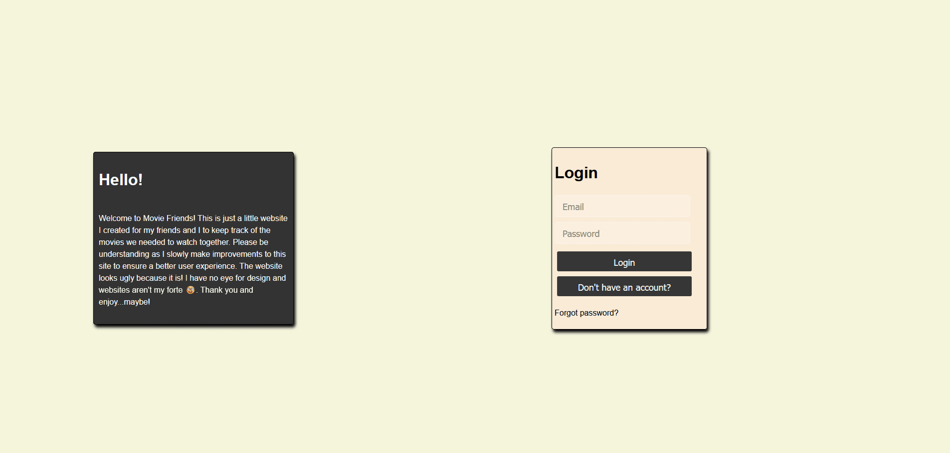 Login page for movie-friends.com